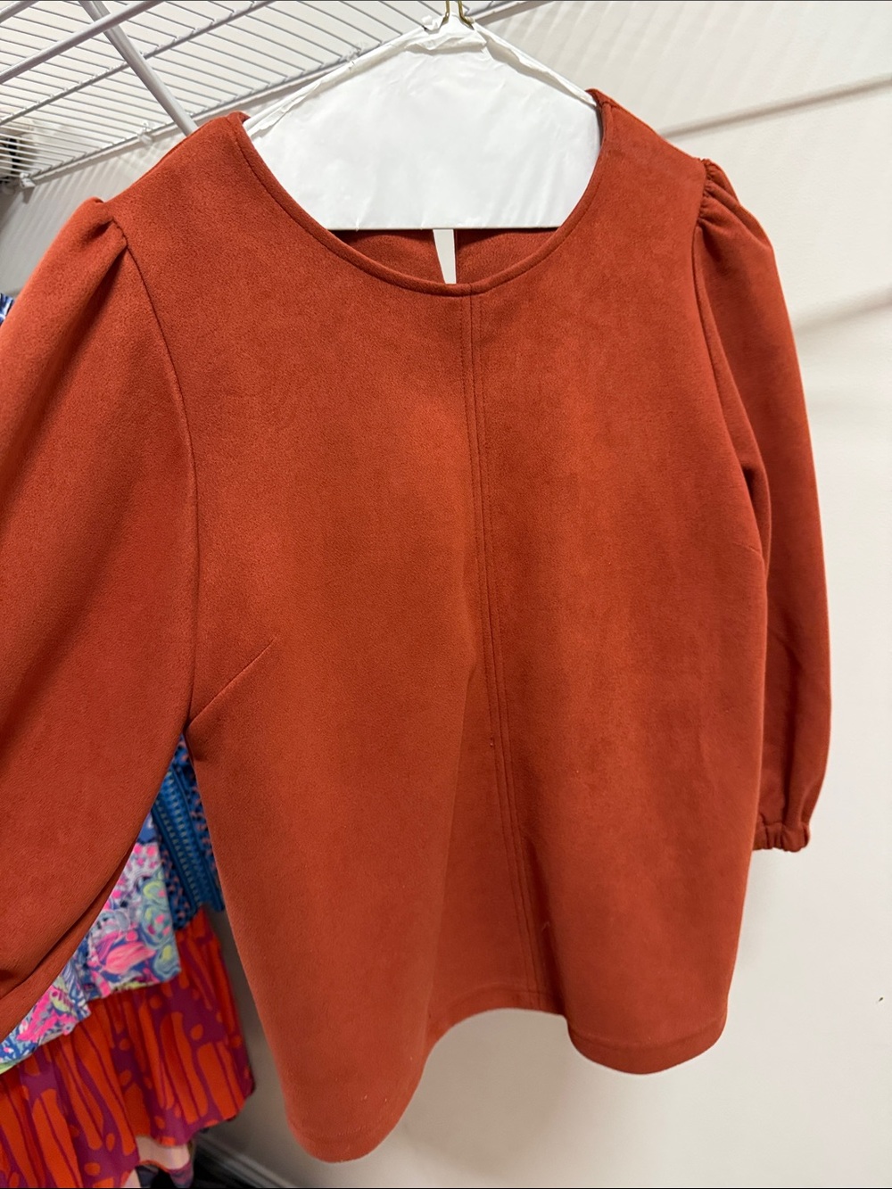 THML Rust Orange Puff Sleeve Top
